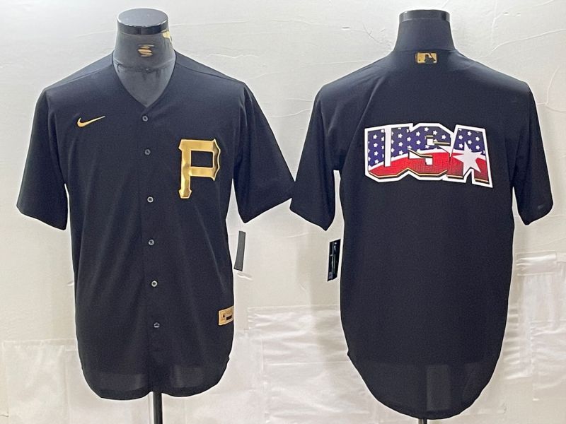 Men Pittsburgh Pirates Blank Black gold 4 th generation Nike 2024 MLB Jersey style 2